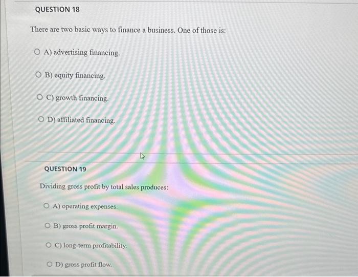  There are two basic ways to finance a business. One of