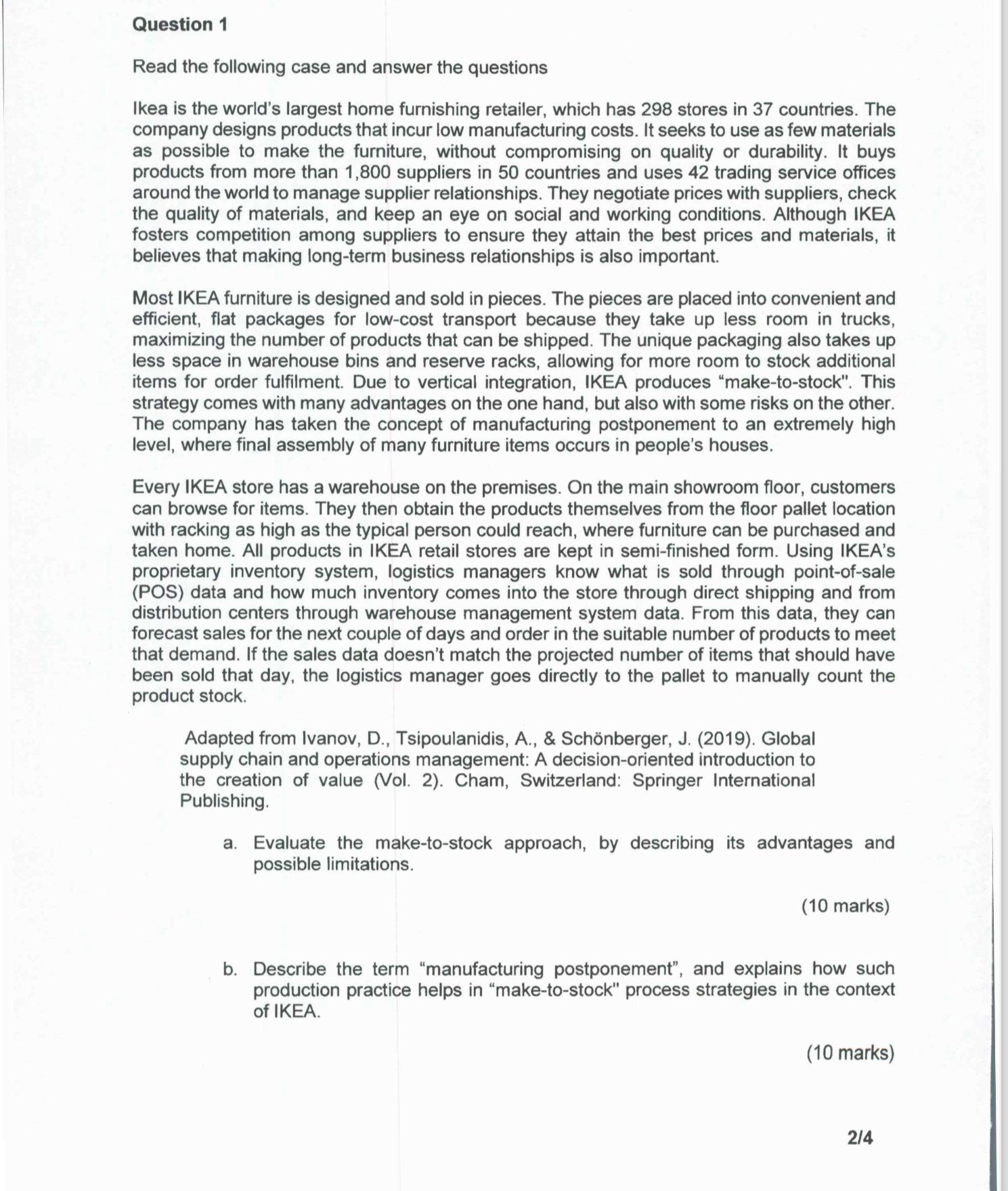  Question 1 Read the following case and answer the questions Ikea