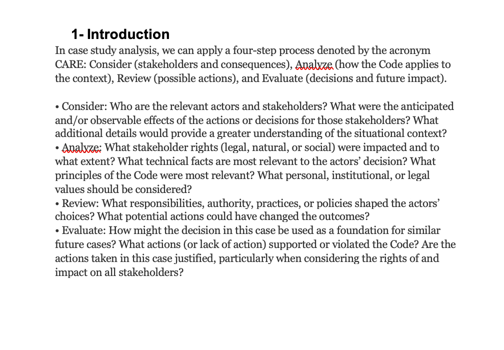  1- Introduction In case study analysis, we can apply a four-step