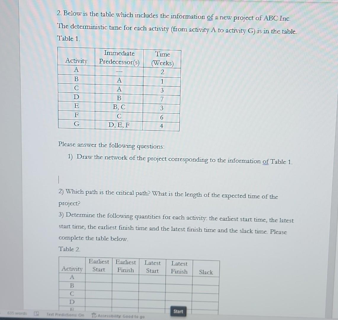  2. Below is the table which includes the information of a