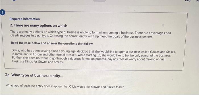  Required information 2. There are many options on which There are