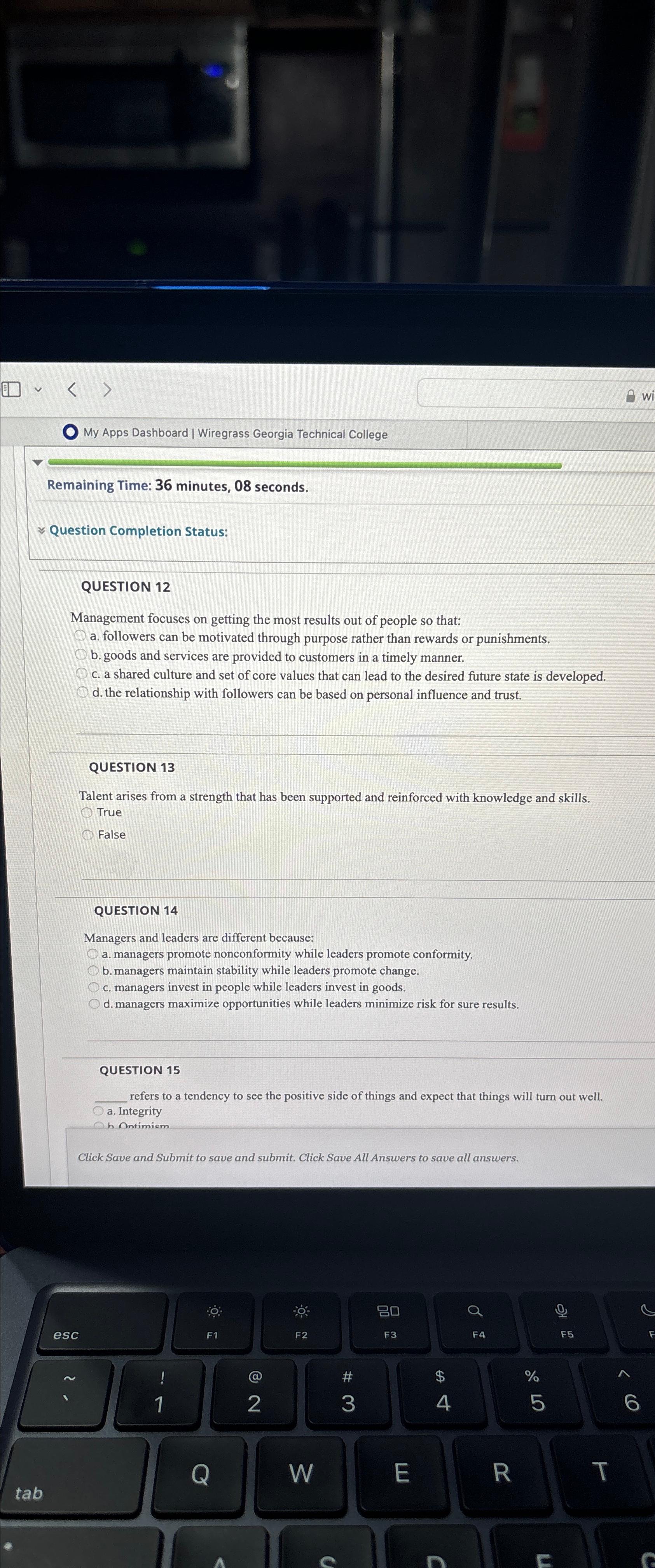  My Apps Dashboard | Wiregrass Georgia Technical College Remaining Time: 36