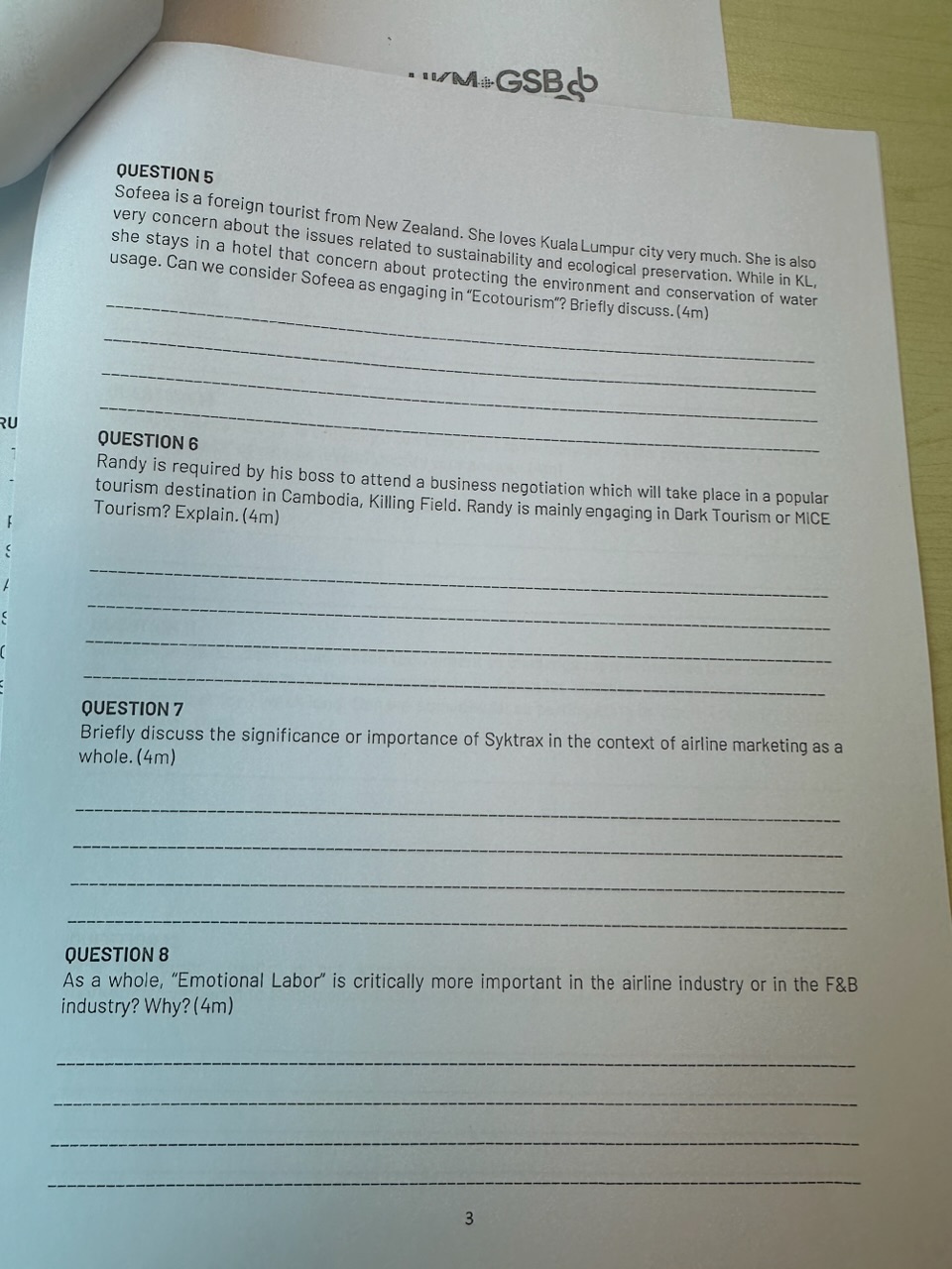 short answer QUESTION 5 Sofeea is a foreign tourist from New Zealand.