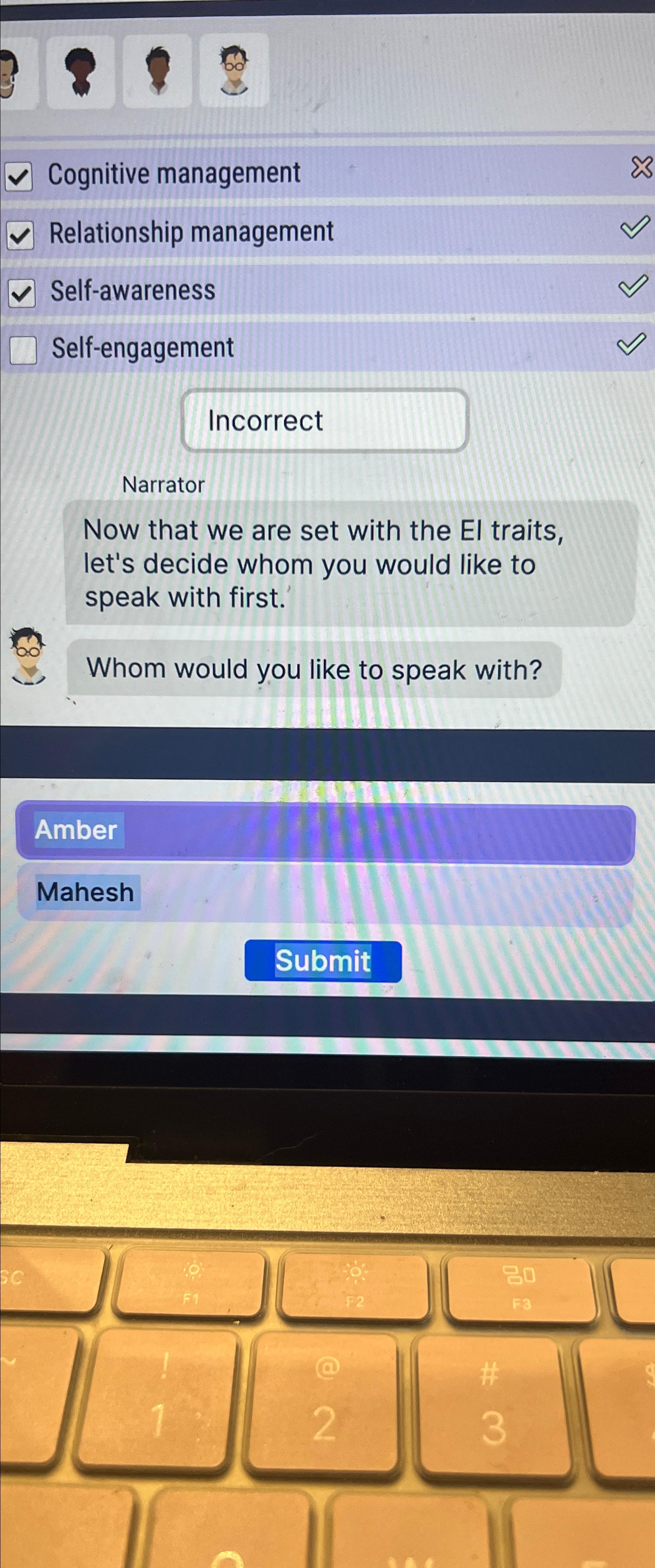  Cognitive management Relationship management Self-awareness Self-engagement Narrator Now that we are