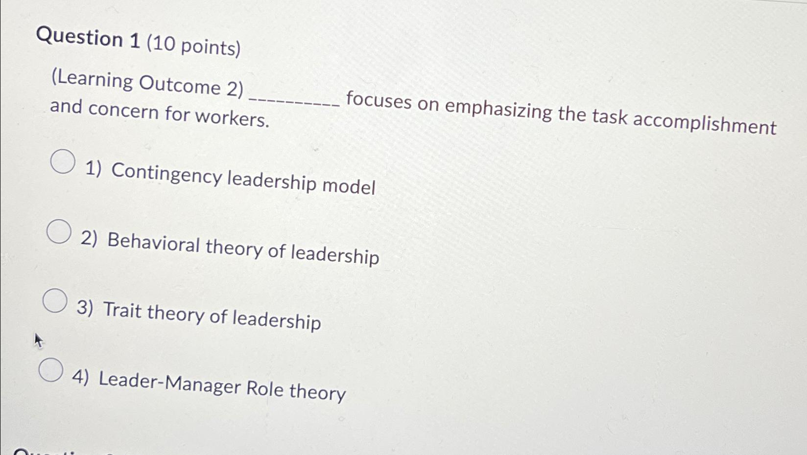  Question 1(10 points) (Learning Outcome 2) focuses on emphasizing the task