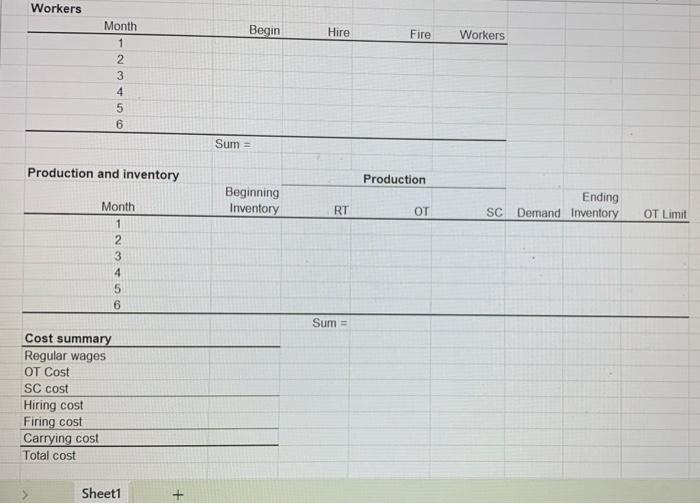 & $16.00 \\ \hline Subcontracting rate/unit & $70.00 \\ Carrying cost &