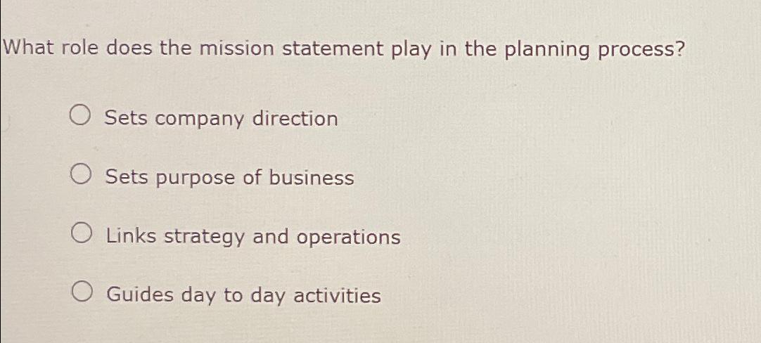  What role does the mission statement play in the planning process?