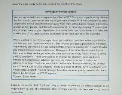  Read the cases stiody below and answer the question that follow