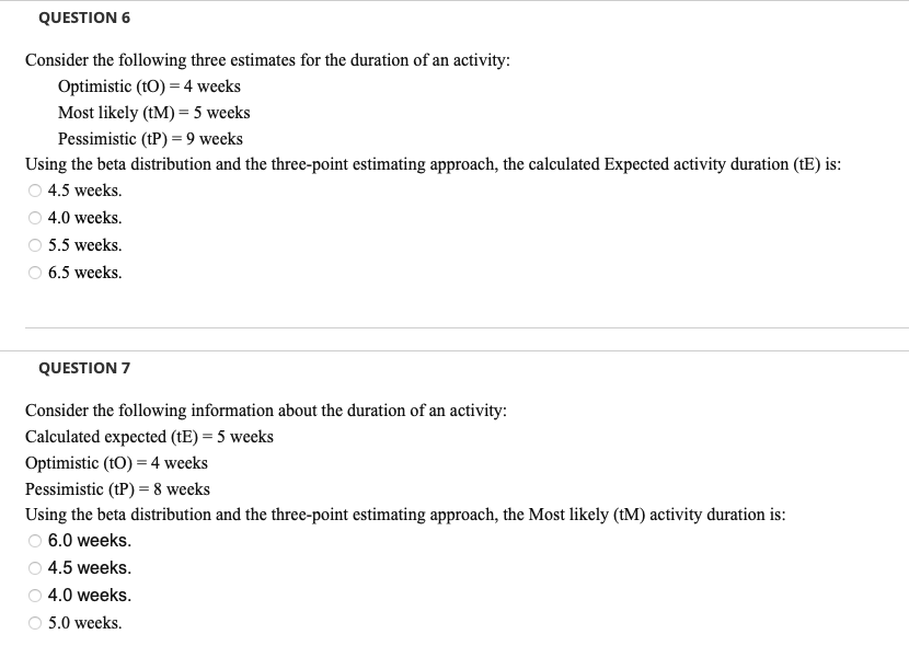  show steps please Consider the following three estimates for the duration