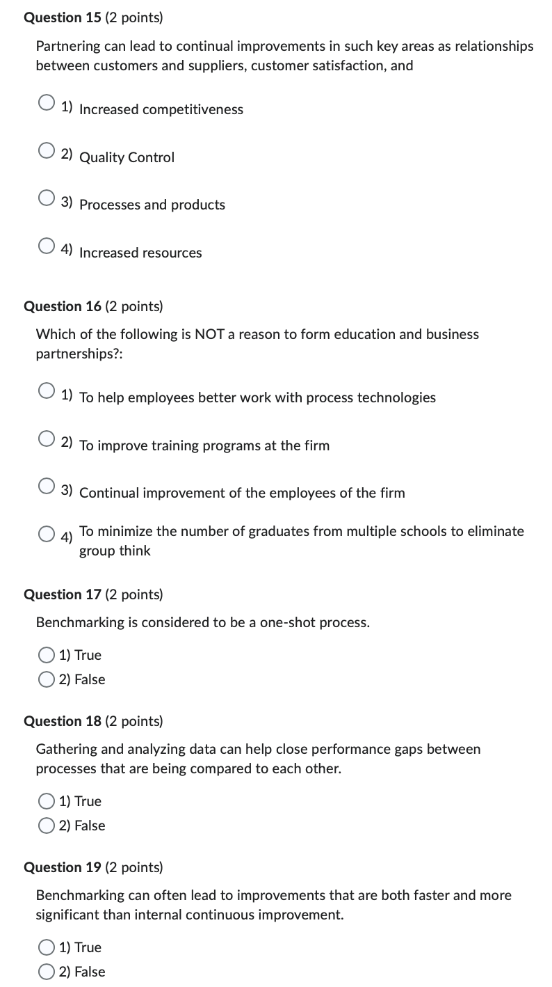 I need the CORRECT answer to the following ASAP!! Partnering can lead