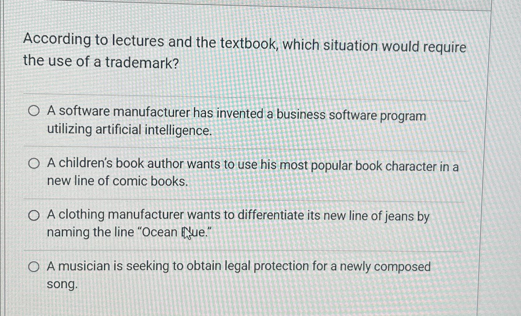  According to lectures and the textbook, which situation would require the