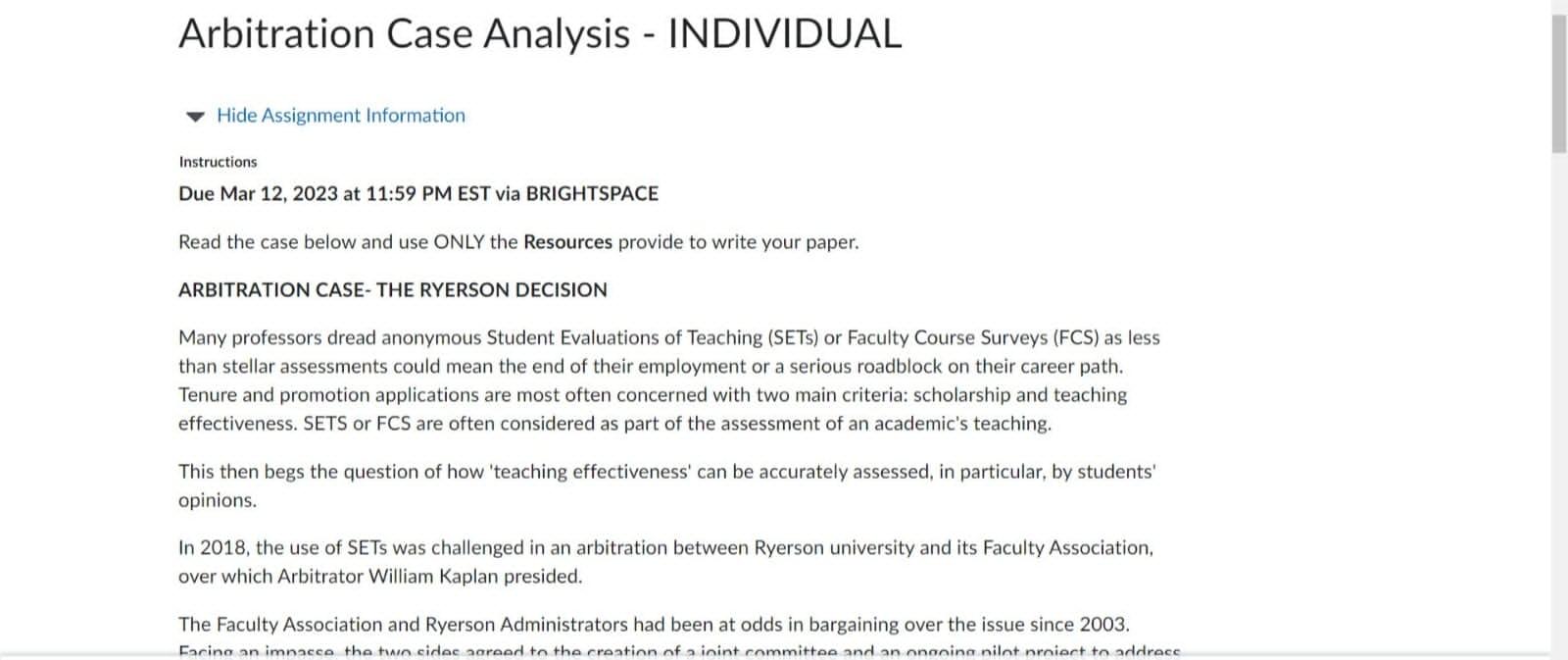 Hide Assignment Information Instructions Due Mar 12, 2023 at 11:59 PM
