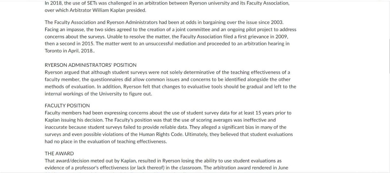 provide to write your paper. ARBITRATION CASE- THE RYERSON DECISION Many professors