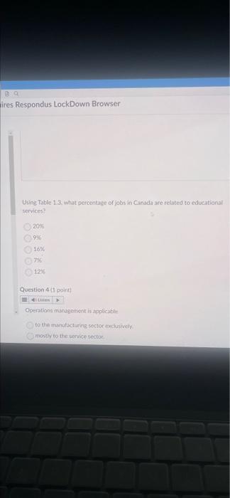  Q ires Respondus LockDown Browser Using Table 1.3, what percentage of