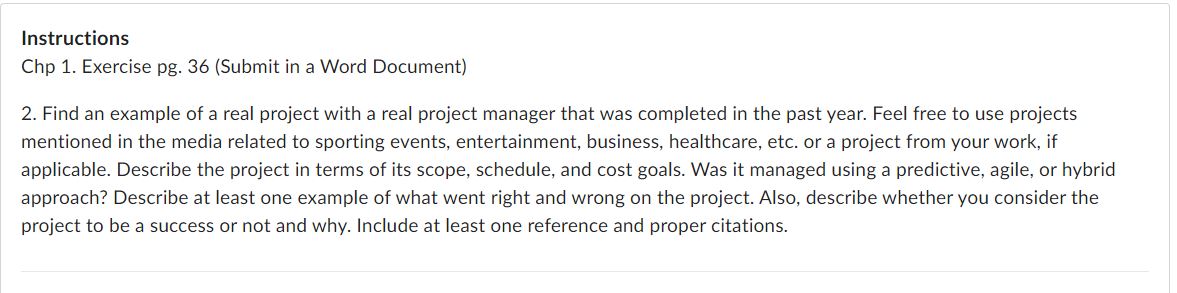  Instructions Chp 1. Exercise pg. 36 (Submit in a Word Document)
