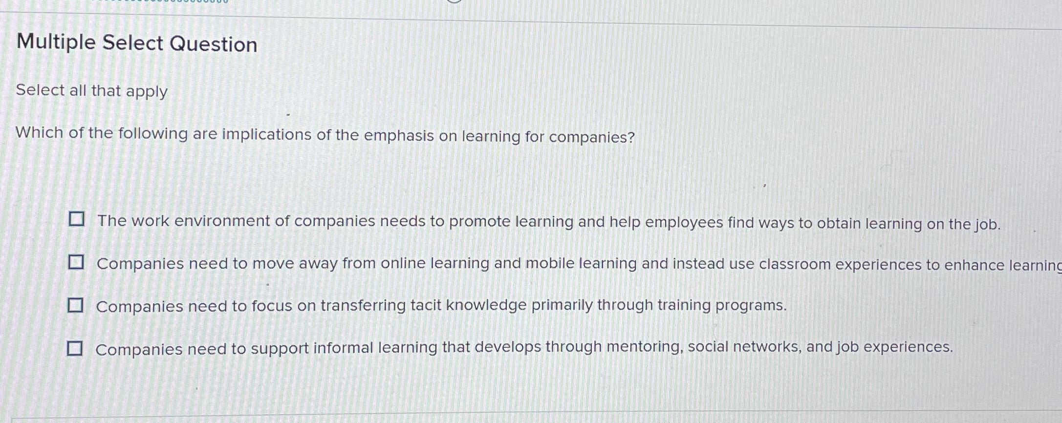  Multiple Select Question Select all that apply Which of the following