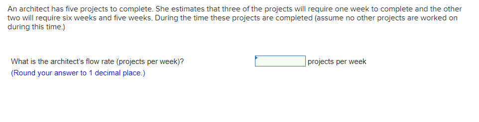An architect has five projects to complete. She estimates that three