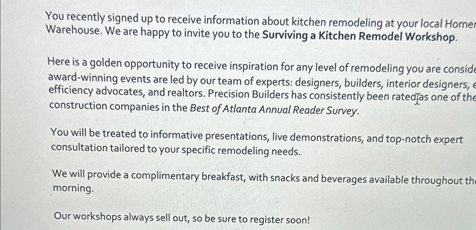  You recently signed up to receive information about kitchen remodeling at