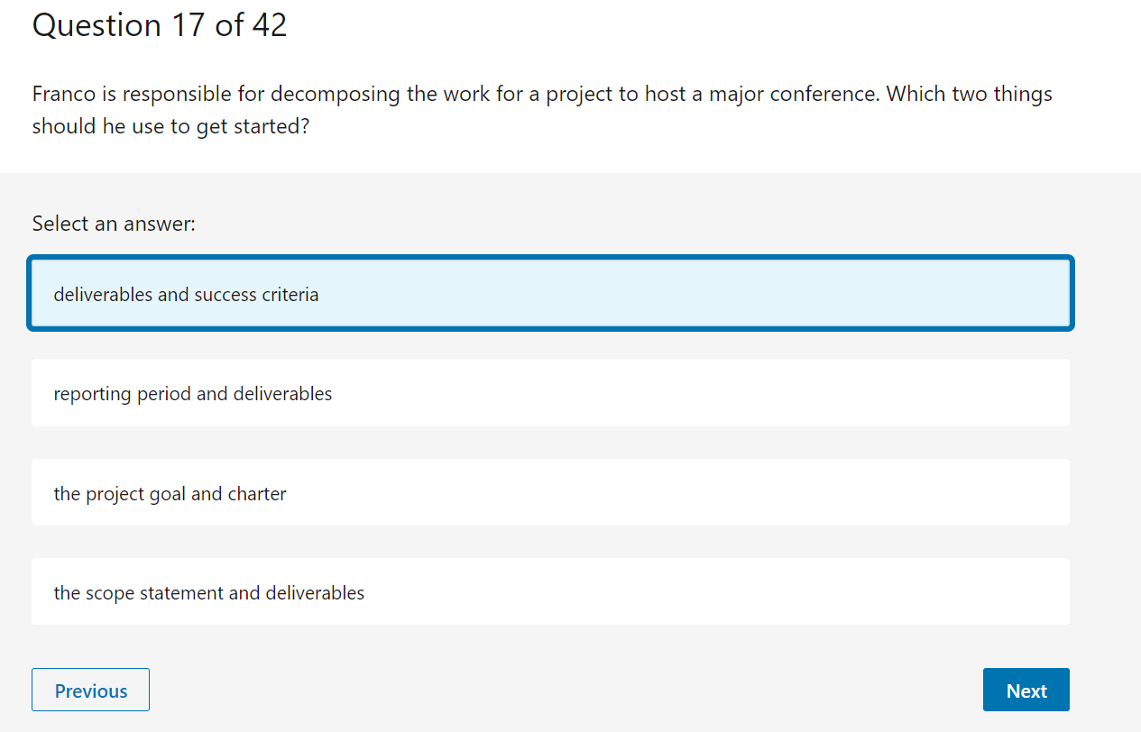 Franco is responsible for decomposing the work for a project to host