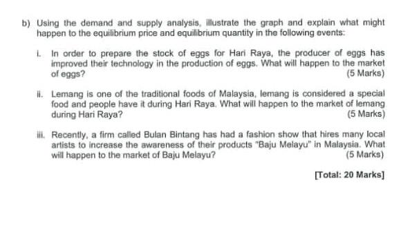 Using the demand and supply analysis, illustrate the graph and explain what