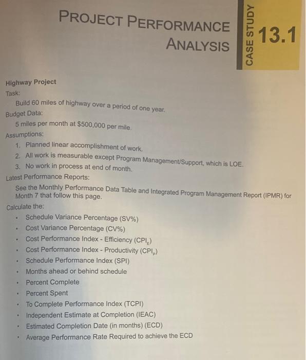 OR CV/SV Calculations Review case study 13.1 (Page 293) and provide your