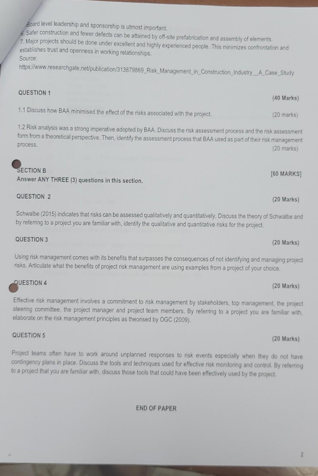 questions that follow. [40 MARKS] BRITISH AIRWAYS AUTHORITY (BAA) - TERMINAL 5