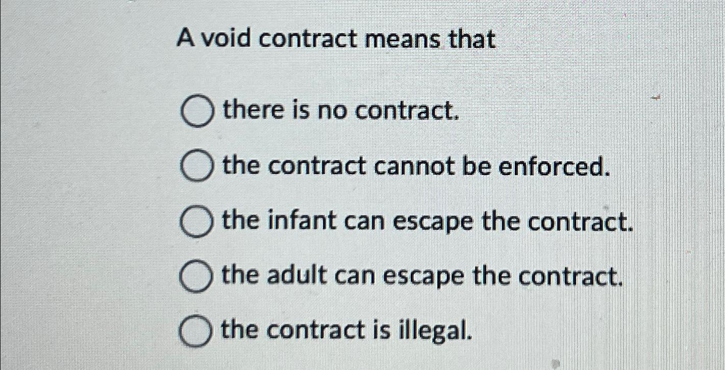  A void contract means that there is no contract. the contract