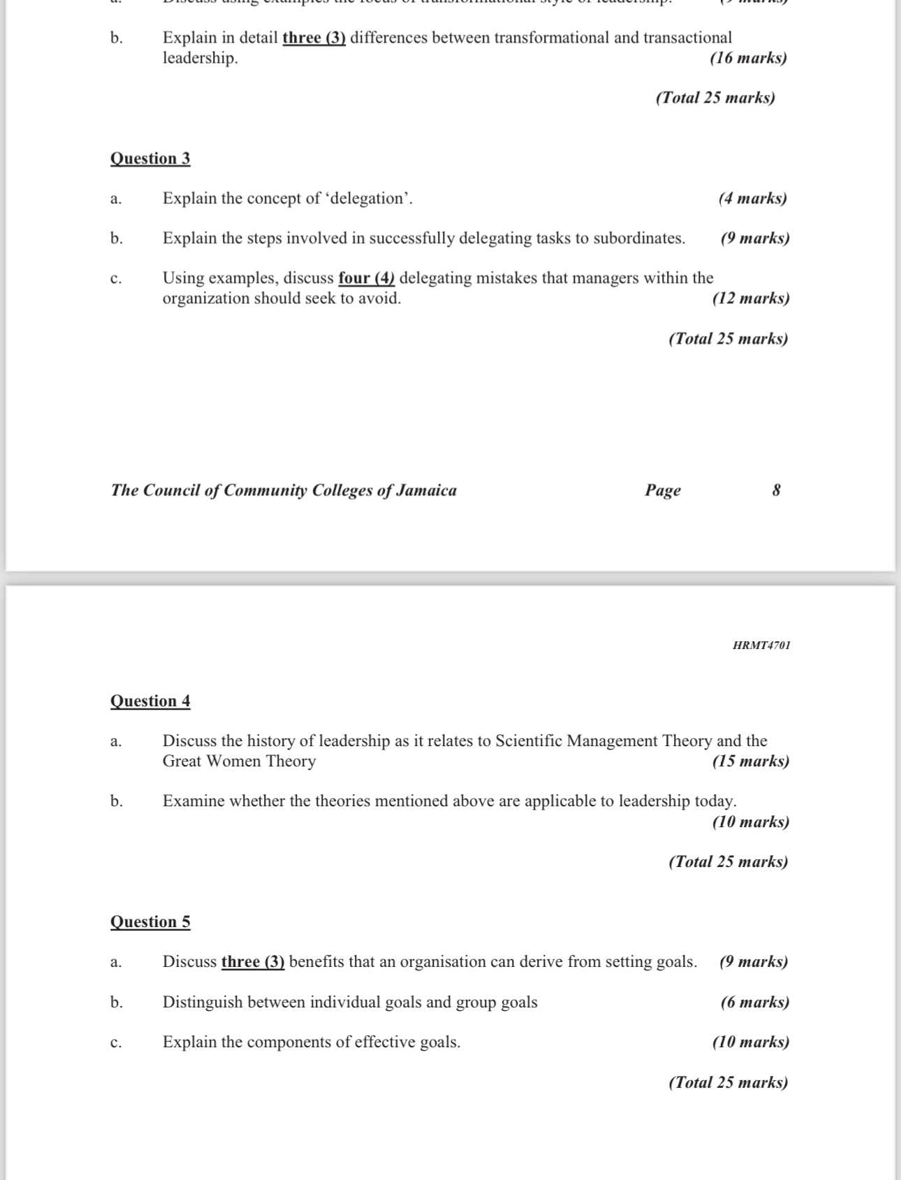  b. Explain in detail three (3) differences between transformational and transactional