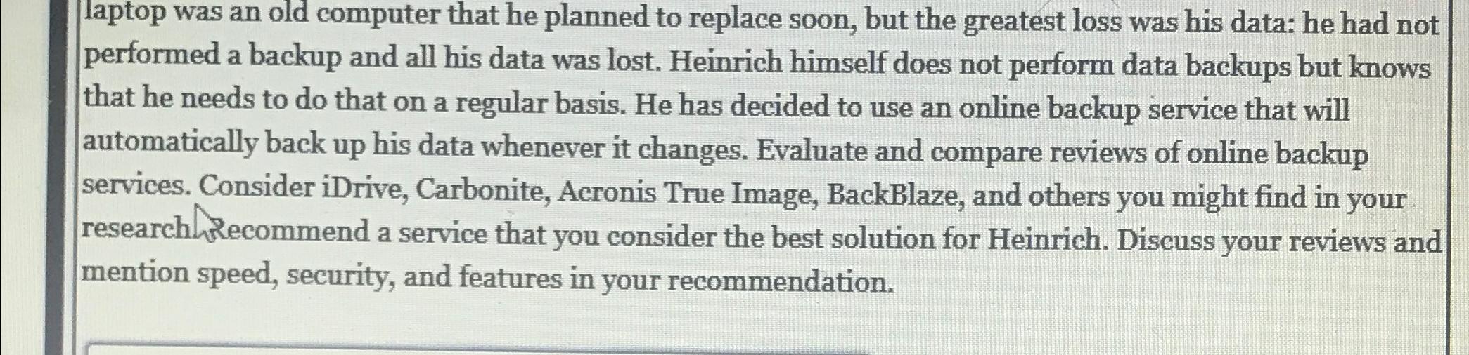  laptop was an old computer that he planned to replace soon,