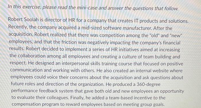 Which is correct? thank you In this exercise, please read the mini-case