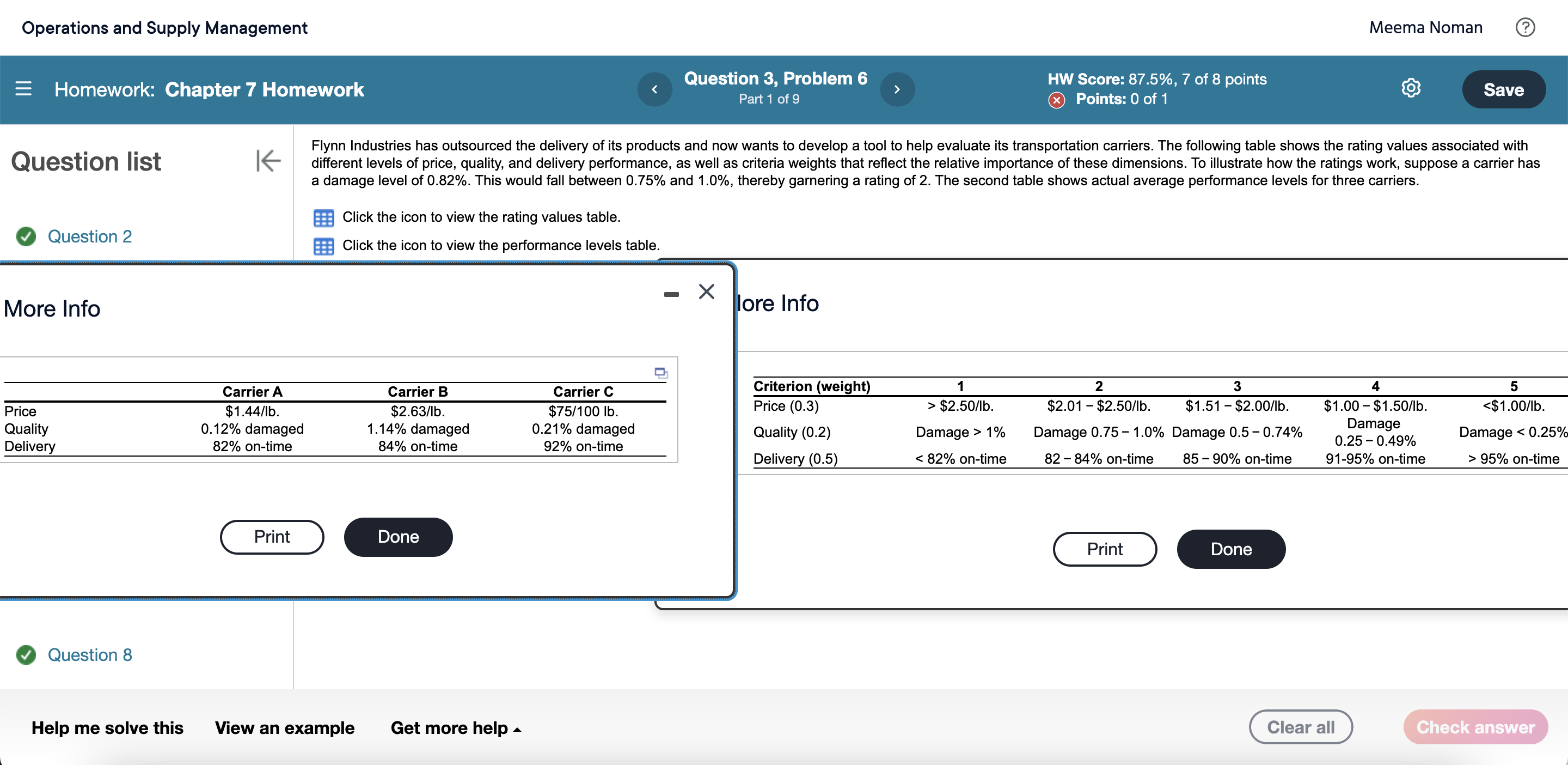  a. The weighted performance score for Carrier A is 1.6 .