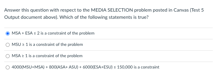 Answer this question with respect to the MEDIA SELECTION problem posted