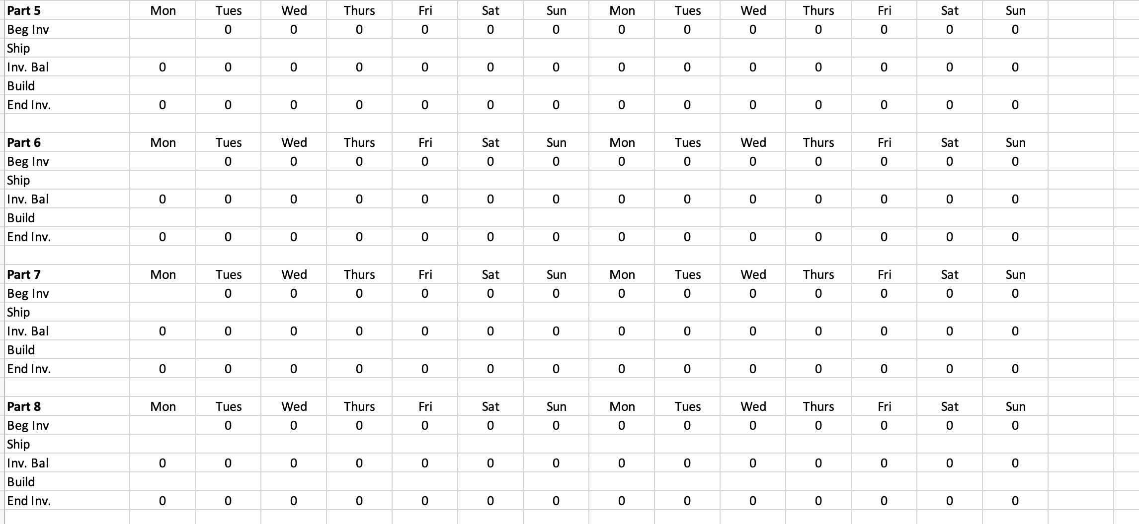 Thurs & Fri & Sat & Sun & Mon & Tues &