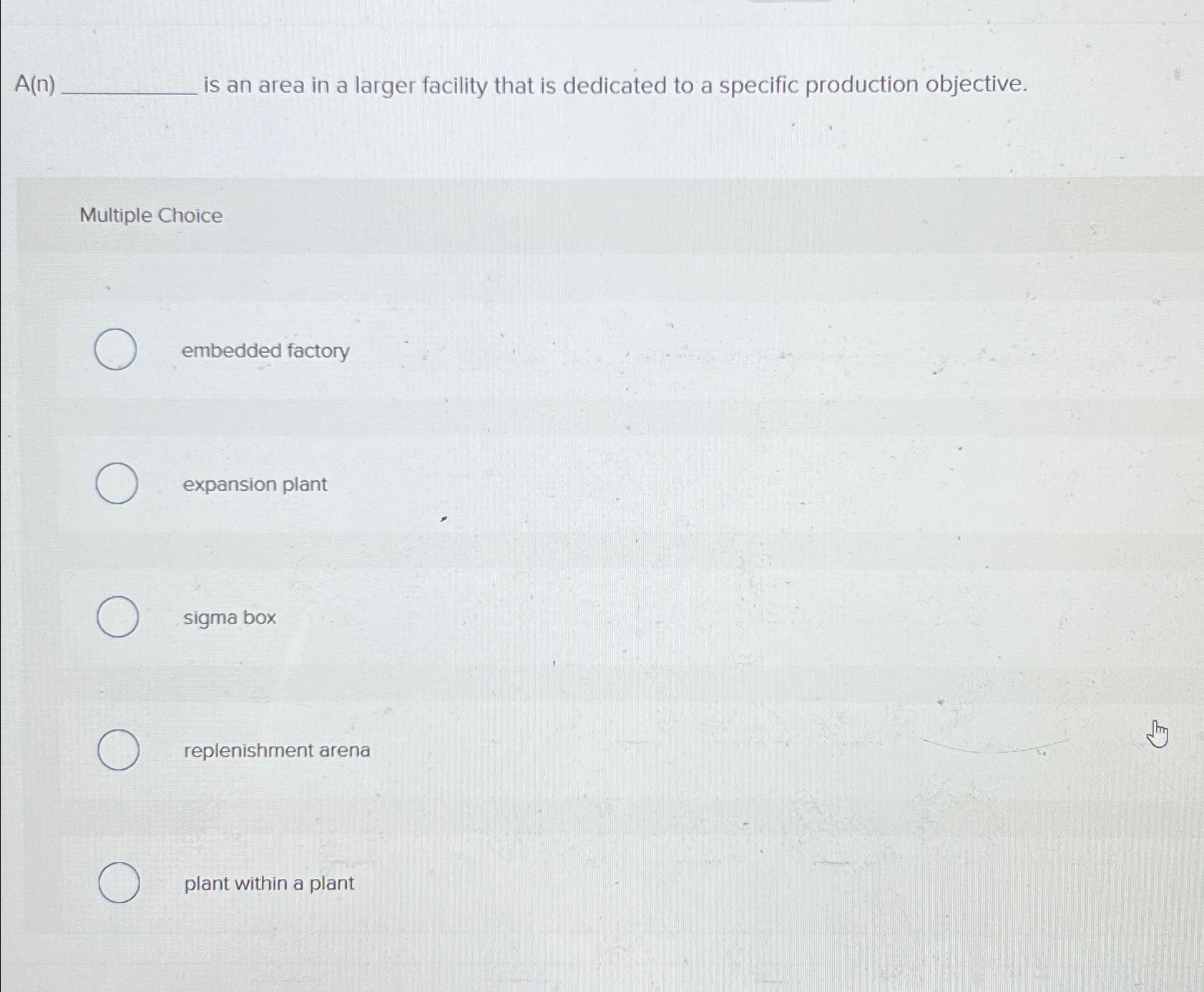 A(n) is an area in a larger facility that is dedicated