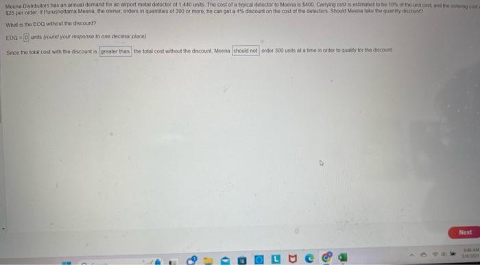  What is Eri EOQ wthout the discount? E00 = Whits (round