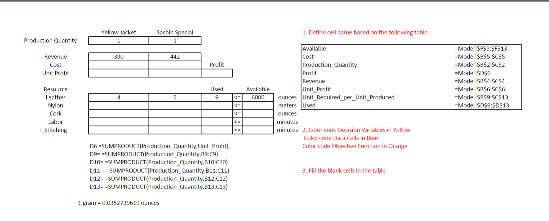 table IcestersIcesutesutes2.ColorcodeDecisionVariablesinYellowColorcodeDataCellsinBlueColorcodeObjectiveFunctioninOrange Managerial Problem Definition 1. Define cell name based on the