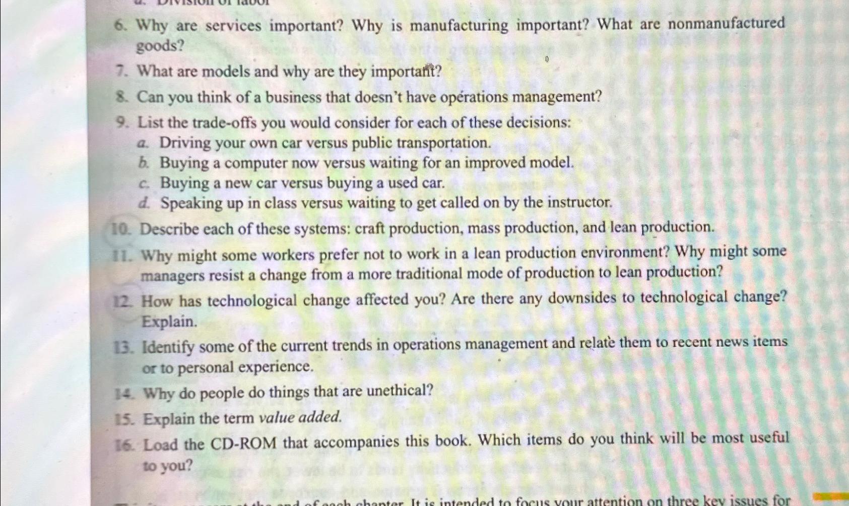  Why are services important? Why is manufacturing important? What are nonmanufactured