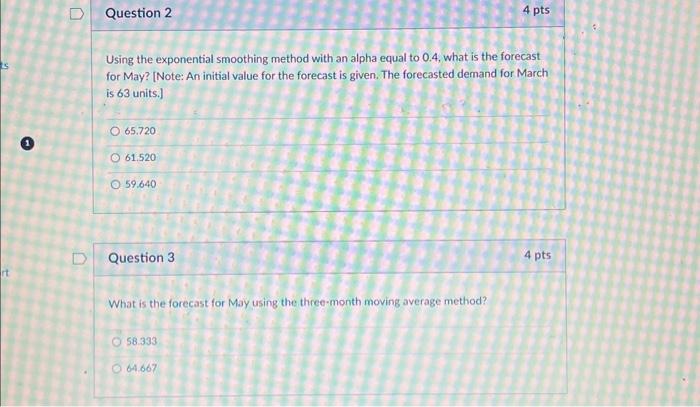 , what is the forecast for May? [Note: An initial value for