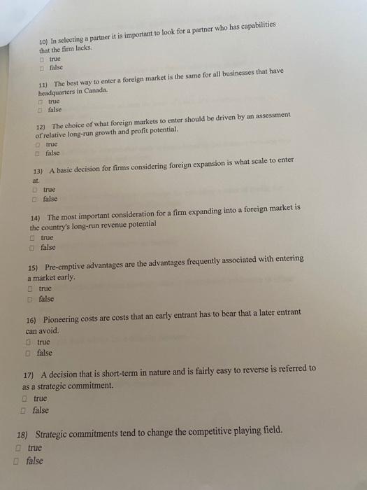 for "true" or "F" for "false" depending on your answer. 1) A