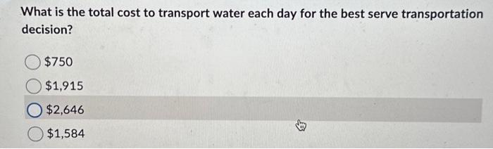 to support water needs: What is ine total cost to transport water