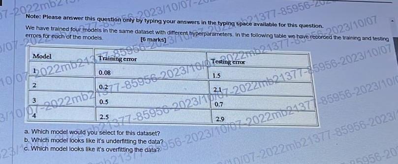 Note: Please answer this question only by typing your answers in