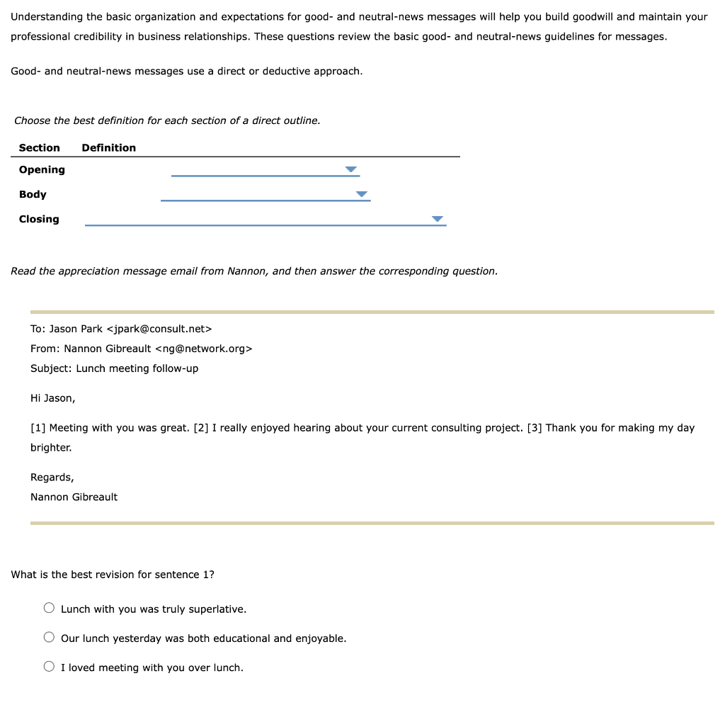  Understanding the basic organization and expectations for good- and neutral-news messages