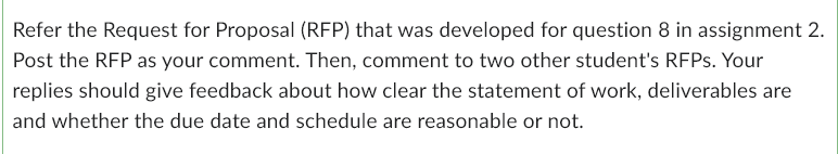 PM TOPIC 2 Refer the Request for Proposal (RFP) that was developed