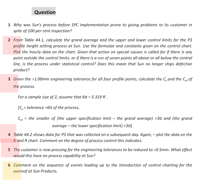 Question 1 Why was Sun's process before SPC implementation prone to