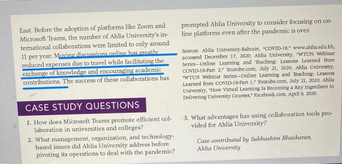 Education at Ahlia University Collaboration in educational institutions usually in- educational pevcess