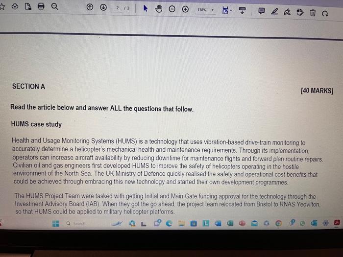  project risk Ongoing Risk Focus The HUMS project continued to embed