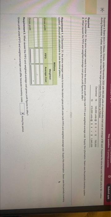  1. At Docember 31, the store manager needs to know the