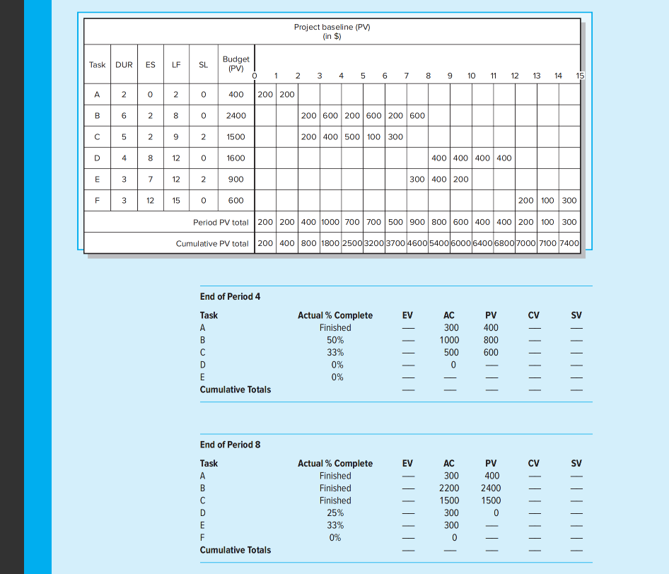 form to develop a status report for the project at the end