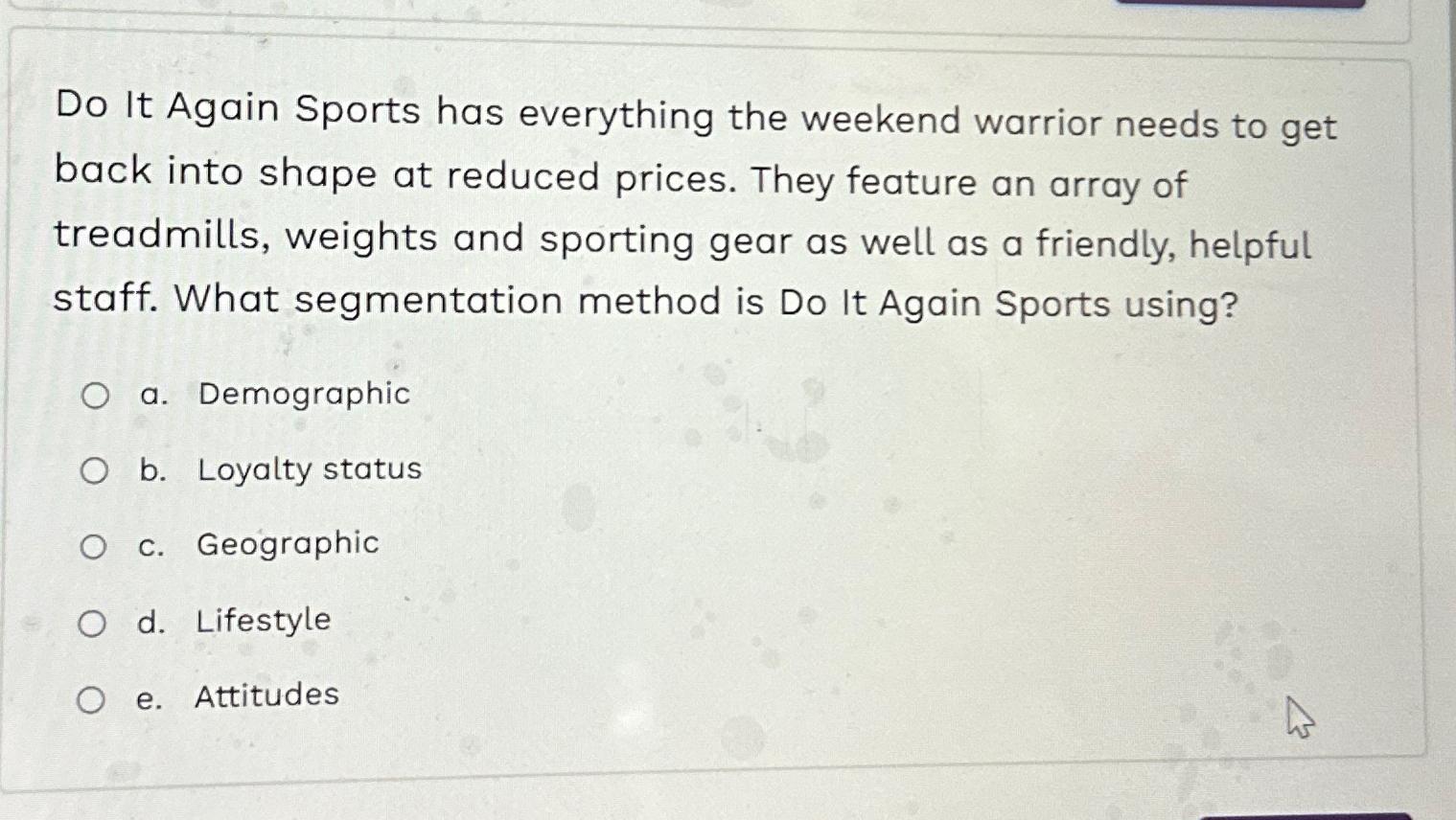  Do It Again Sports has everything the weekend warrior needs to