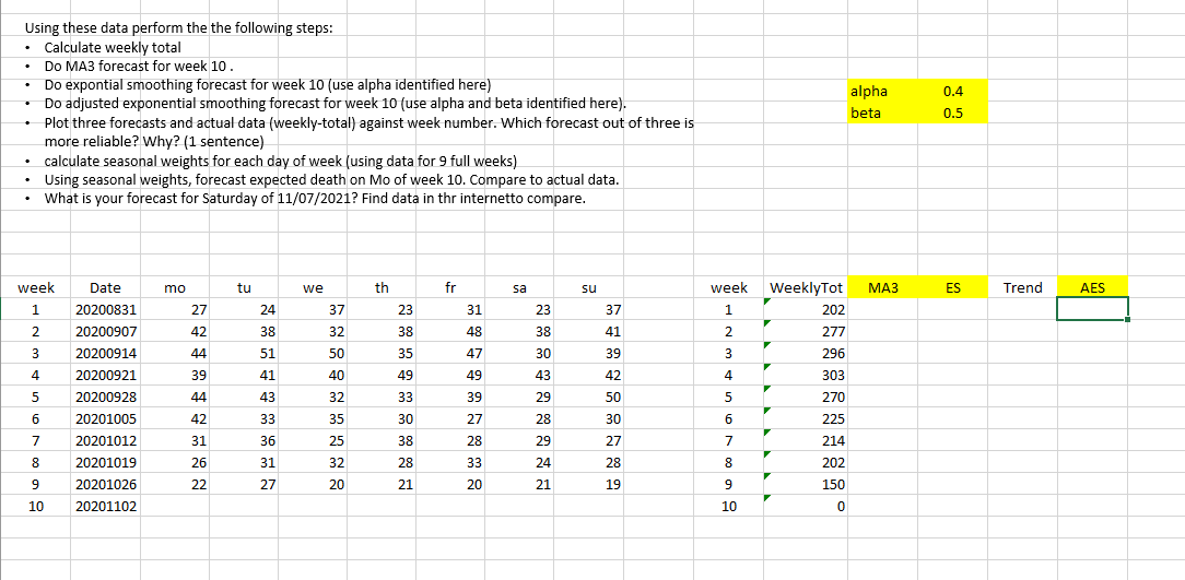 Please show how to do this in Excel step-by-step!! Thank you! Using